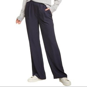 Vince. Amazing navy silky wide leg elastic waist pants